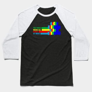 Autism Awareness The World Needs All Kinds Of Minds Baseball T-Shirt